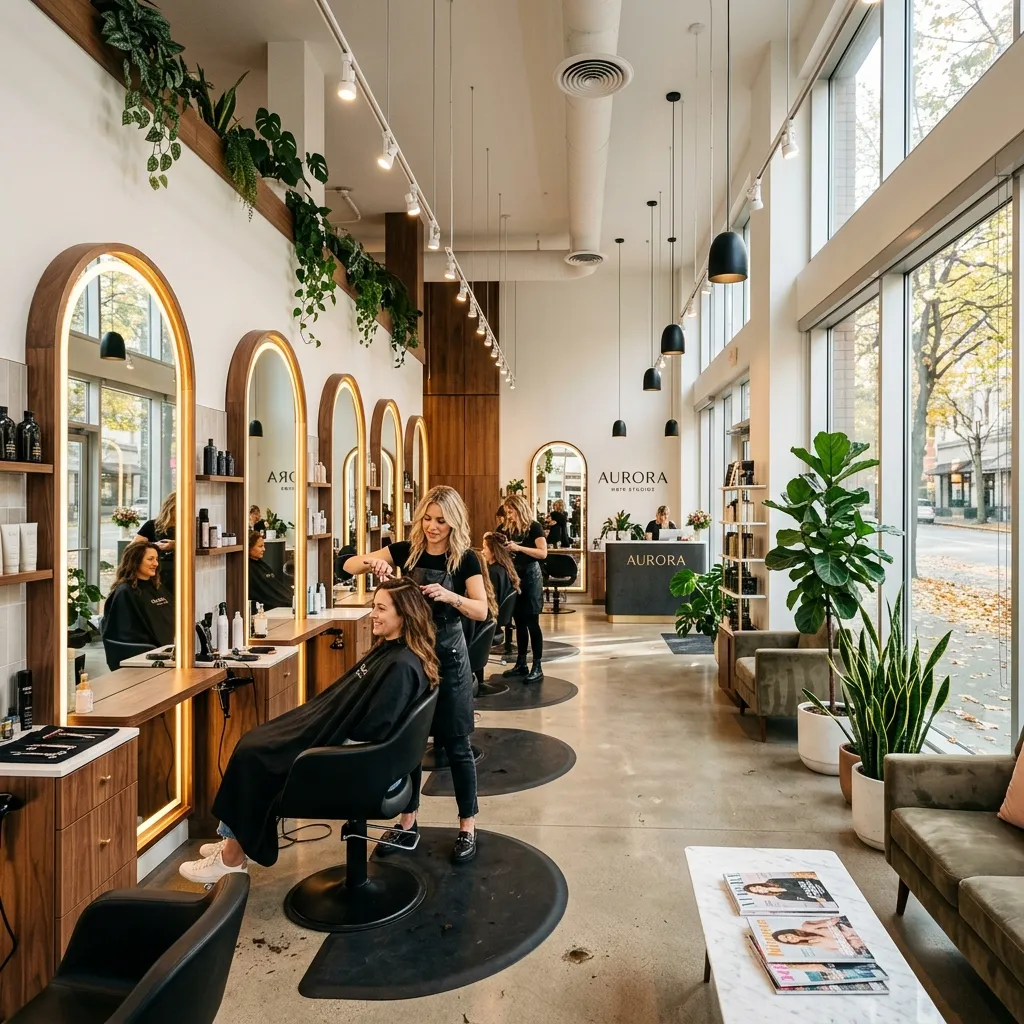Friseurin in einem hellen, modernen Salon